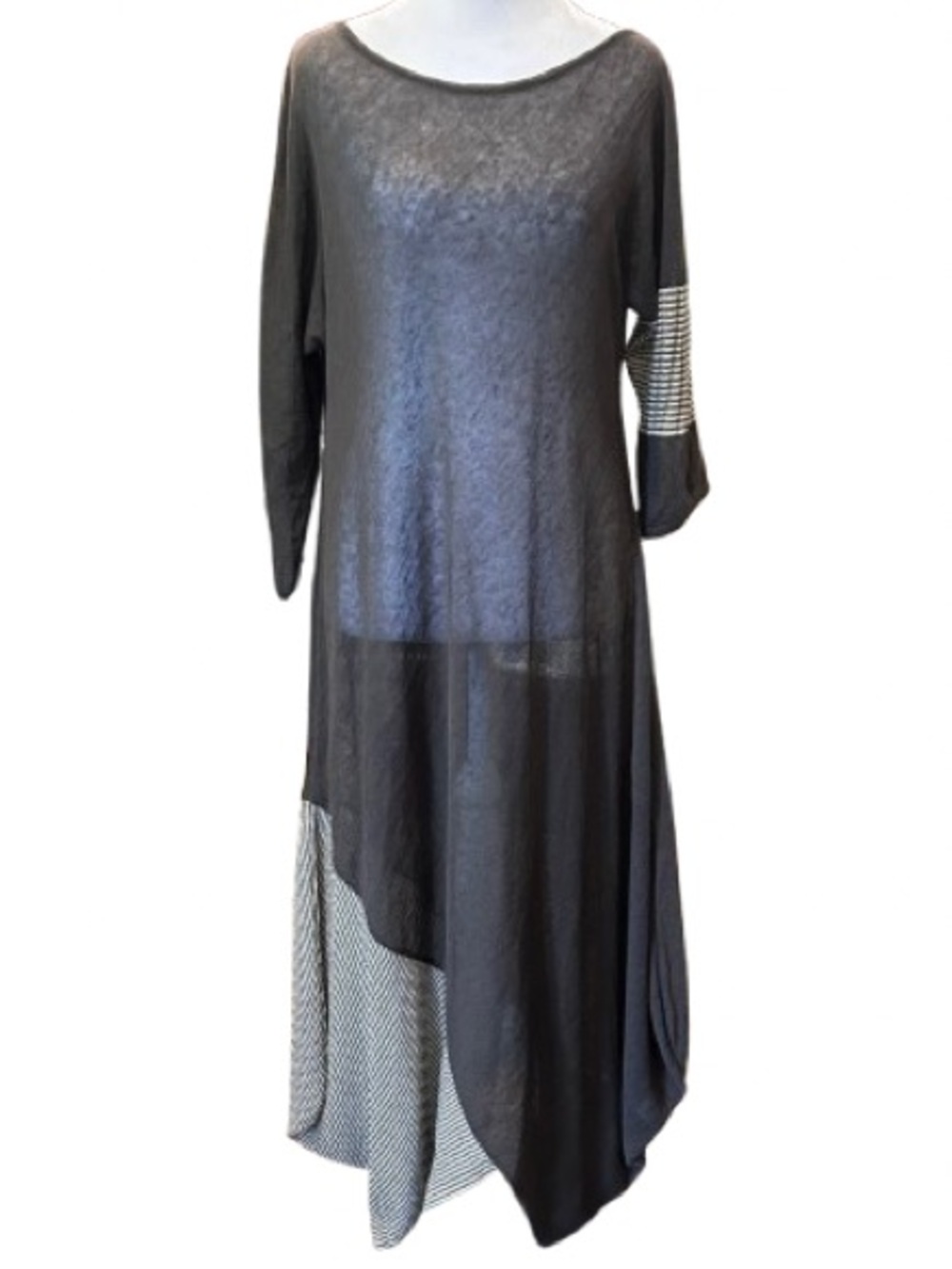 Sarah Pacini Linen Long Dress Lagenlook Asymmetrical Avant Garde Minimalist OS